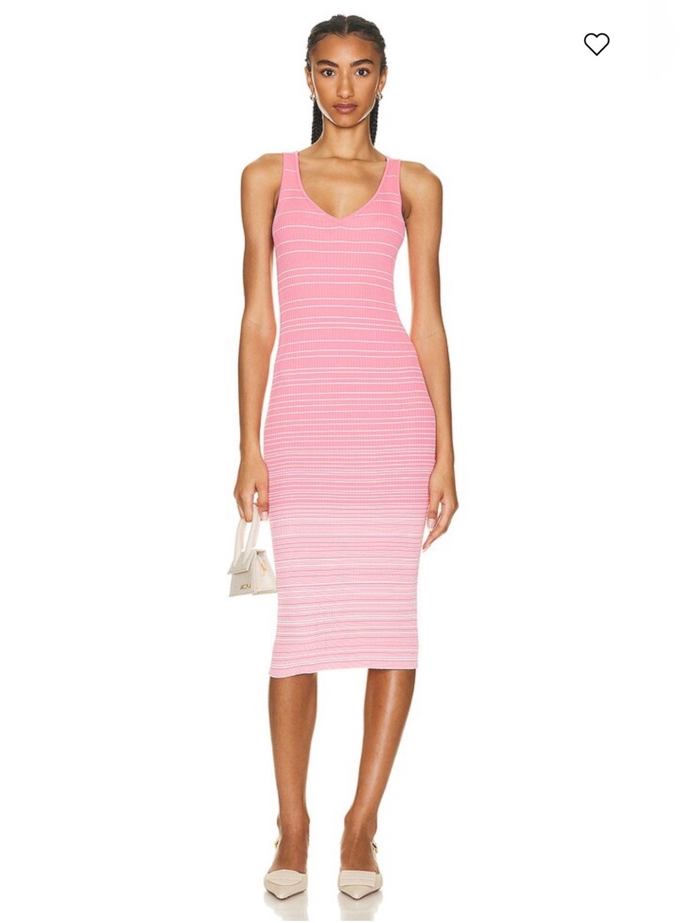 STAUD Women's Dana Midi Dress
Sleeveless Pink Ribbed Midi Dress size 6